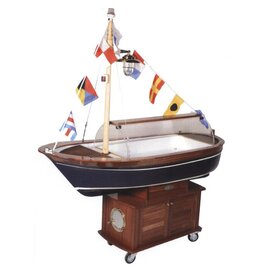 boat-shaped buffet counter Salina wood mahogany coloured product photo