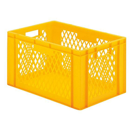 stackable container Rainbow Line Euronorm PP yellow perforated walls | 600 mm x 400 mm H 320 mm product photo