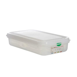 fresh food box | freezing box Gastronox with lid GN 1/3 PP transparent 2.5 ltr | 325 mm x 176 mm H 65 mm with coding clips product photo