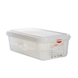 fresh food box | freezing box Gastronox with lid GN 1/3 PP transparent 4 ltr | 325 mm x 176 mm H 100 mm with coding clips product photo