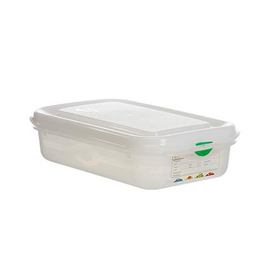 fresh food box | freezing box Gastronox with lid GN 1/4 PP transparent 1.8 ltr | 365 mm x 162 mm H 65 mm with coding clips product photo