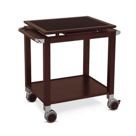 Wooden serving trolley with 2 shelves, top plate of marble with wooden frame, color: oak product photo