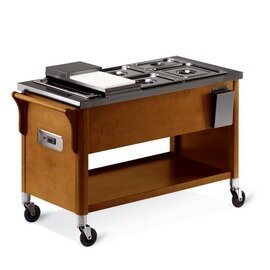 bain marie trolley 6602S walnut brown heatable  • 3 basins product photo