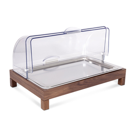 buffet showcase GN 1/1 NATURE wood with hood coolable | stainless steel tray product photo