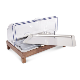 buffet showcase GN 1/1 NATURE wood with hood coolable | stainless steel tray product photo  S