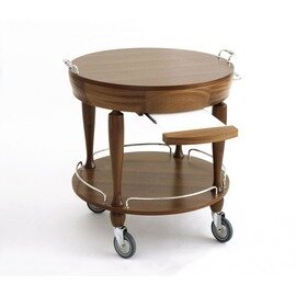 serving trolley PARIS RUND mahogany coloured  | 2 shelves  Ø 800 mm  | with countertop unit product photo
