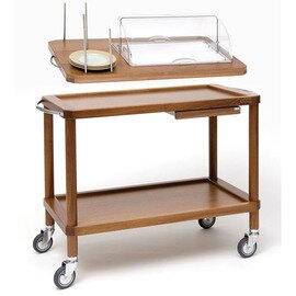 serving trolley Roma walnut coloured with domed hood  | 3 shelves  | with countertop unit product photo