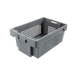 stack and nest container ROTA 40 ltr PE grey nestable perforated product photo