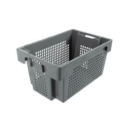 stack and nest container ROTA 50 ltr PE grey nestable perforated product photo