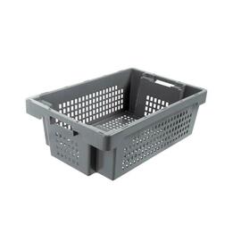 stack and nest container 32 ltr PE grey nestable perforated product photo