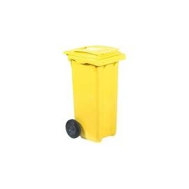 waste container 120 ltr plastic yellow hinged lid  L 550 mm  B 480 mm  H 960 mm product photo