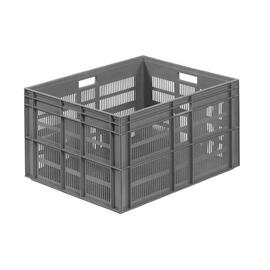 stackable container COMFORT LINE H 410 mm PE grey reinforced smooth bottom perforated walls product photo