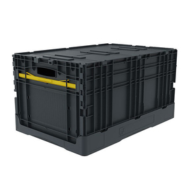 collapsible box with lid Euronorm black 63 ltr | 600 mm x 400 mm H 320 mm product photo