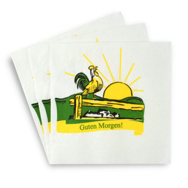 motif napkin with decor Good Morning green | yellow 1/4 fold 240 mm x 240 mm | 4000 pieces product photo