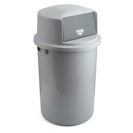waste container 126 ltr plastic grey hinged lid Ø 580 mm  H 980 mm product photo
