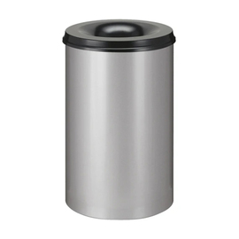 wastepaper basket fire-extinguishing 15 ltr stainless steel matt lid colour black H 360 mm product photo