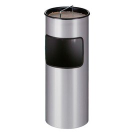 wastepaper basket with ashtray 30 ltr grey round fireproof incl. extinguishing sand product photo