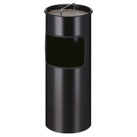 wastepaper basket with ashtray 30 ltr black round fireproof incl. extinguishing sand product photo