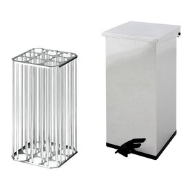 pedal bin stainless steel 55 ltr hinged lid round apertures fireproof product photo