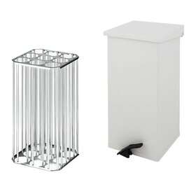 pedal bin aluminium 55 ltr white hinged lid round apertures fireproof product photo