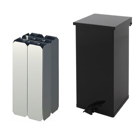 pedal bin aluminium 55 ltr black hinged lid quadrangular apertures fireproof product photo