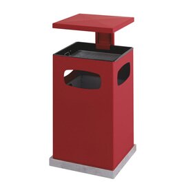 wastepaper basket with ashtray metal red square  H 955 mm product photo
