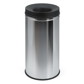 wastepaper basket 48 ltr stainless steel metal stainless steel coloured black fire-extinguishing Ø 300 mm  H 620 mm product photo