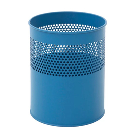wastepaper basket semi-perforated 10 ltr metal blue round H 275 mm product photo