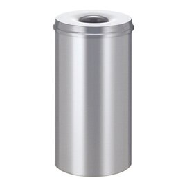 wastepaper basket 50 ltr metal silver coloured aperture fire-extinguishing Ø 335 mm  H 630 mm product photo