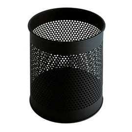 wastepaper basket perforated 15 ltr steel black round H 320 mm product photo
