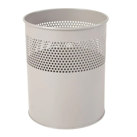 wastepaper basket semi-perforated 15 ltr metal aluminum coloured round H 320 mm product photo