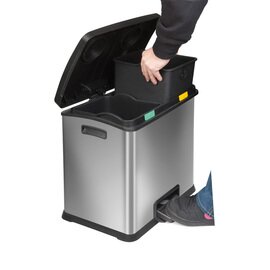 pedal bin REJOICE RECYCLING BIN 2x12, EKO stainless steel 24 ltr damping lid  • matt product photo