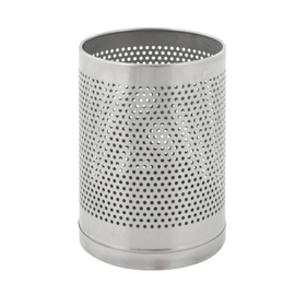 wastepaper basket perforated stainless steel matt round H 290 mm product photo