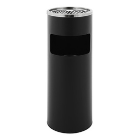 wastepaper basket with ashtray metal black matt round product photo