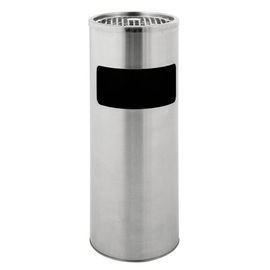 wastepaper basket with ashtray stainless steel matt round product photo