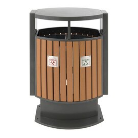 waste container 2 x 39 ltr steel plastic wood look  L 700 mm  B 400 mm  H 1000 mm product photo