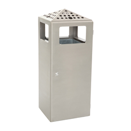 wastepaper basket with ashtray Pyramide stainless steel | peak perforated product photo