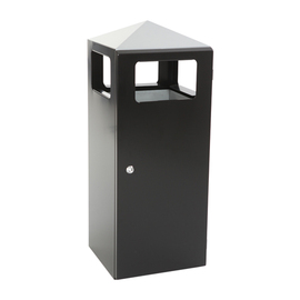 wastepaper basket with ashtray Pyramide steel black | silver | peak closed product photo