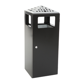wastepaper basket with ashtray Pyramide steel black | silver | peak perforated product photo