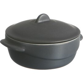 Mini Casserole &quot;Wave Stone&quot;, round, with lid, earthenware, gray, capacity: 20 cl, Ø 112 mm, with handles 130 mm, H 70 mm, 426 g product photo