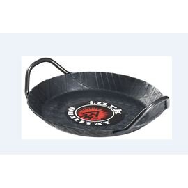 CLEARANCE | 65924 Schmiedeeiserne Servierpfanne, Durchmesser ca. 28 - 31 cm mit Ausfräsung 21 cm, lackiert - kombinierbar mit Rustikalem Rinden-Pfannenteller product photo
