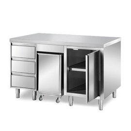 cabinet table 1500 mm  x 700 mm  H 850 mm with condiment container with 3 drawers with 1 wing door product photo