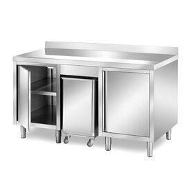 cabinet table 1500 mm  x 800 mm  H 850 mm with condiment container with 2 wing doors | upstand product photo