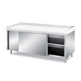 Bakery table 1600 mm  x 800 mm  H 850 mm with sliding doors | upstand plastic stainless steel product photo