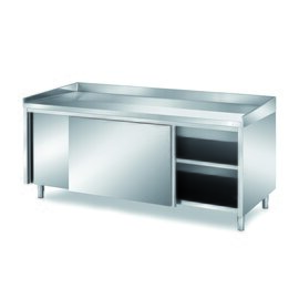 Bakery table 1600 mm  x 800 mm  H 850 mm with sliding doors | upstand stainless steel product photo