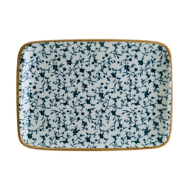 platter 230 mm x 165 mm rectangular CALIF Moove porcelain decor floral white | blue product photo