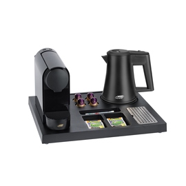 welcome tray SIESTA black with kettle STAR-EUR, black with coffee machine START-EUR product photo