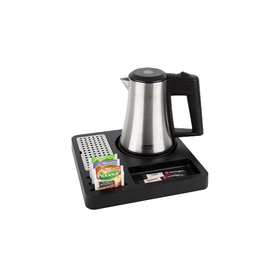 welcome tray SQUARE ABS black with electric kettle STAR-EUR product photo