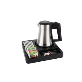 welcome tray SQUARE ABS black with kettle STAR-UK product photo