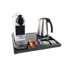welcome tray SUPREME MDF blackish brown with electric kettle STYLE-UK product photo